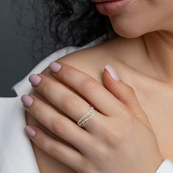 Twisted Knot Ring Infinity Crisscross Statement Rings - Silver - Picture 3 of 5